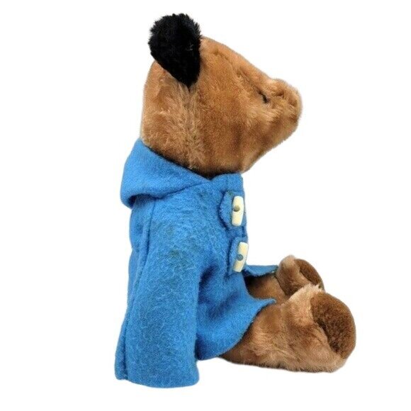 Eden Paddington Bear Plush Brown 16" Wool Coat 2-Button Blue Black Ears VTG 1981 - Picture 6 of 12
